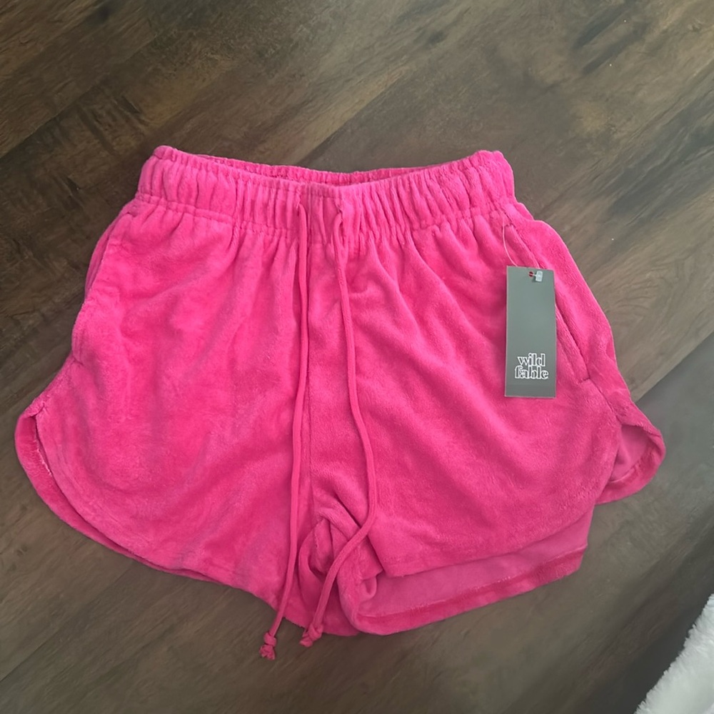 Pink towel material shorts